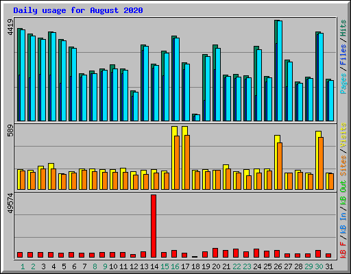 Daily usage for August 2020