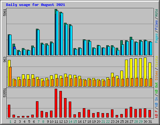 Daily usage for August 2021